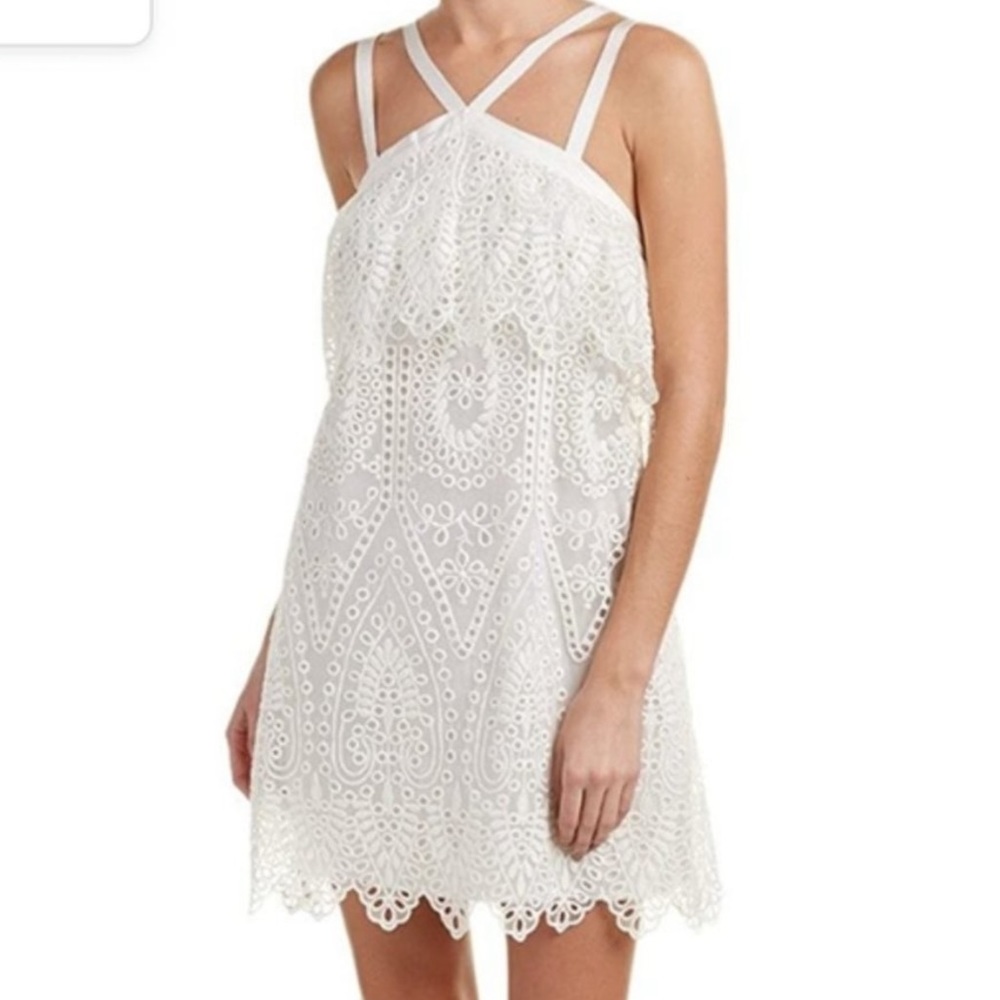 Likely Revolve Abergreen White Eyelet Layered Dress